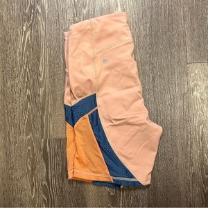 Fabletics Motion 365 shorts, Peach/Orange and Blue, Small